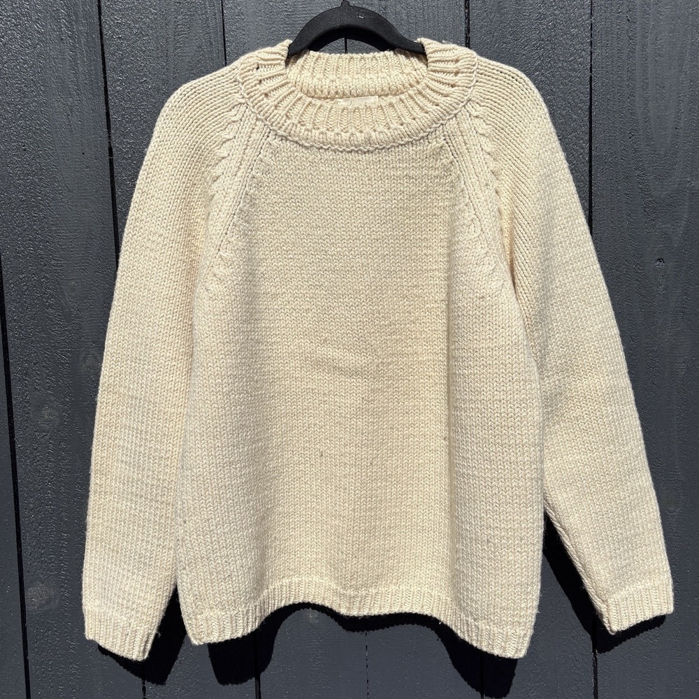 L'envers Agnes Raglan Sweater S/M Fisherman Crewneck Wool Chunky Knit Oversize